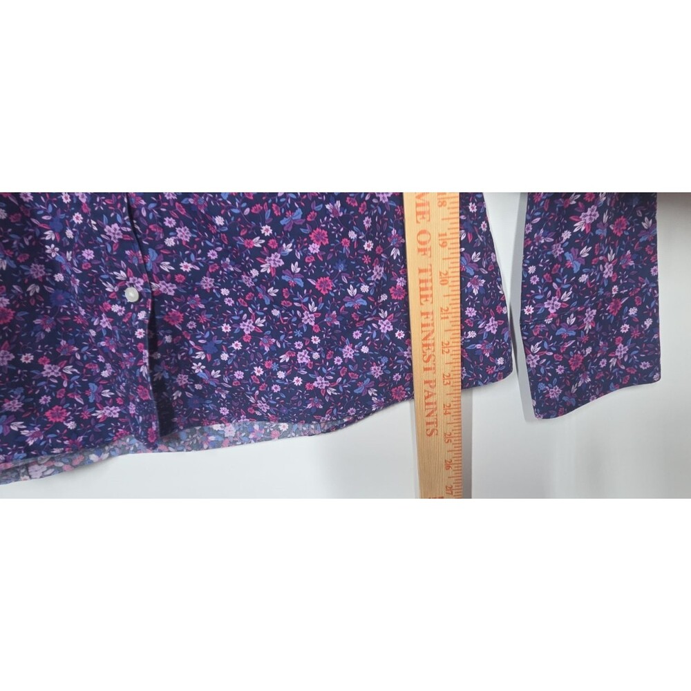 Lands' End Womens Supima Cotton Button Down Shirt 14 Floral Ditsy No Iron Casual - Picture 7 of 10